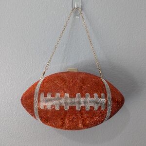 Lauren Lorraine orange rhinestone football purse
